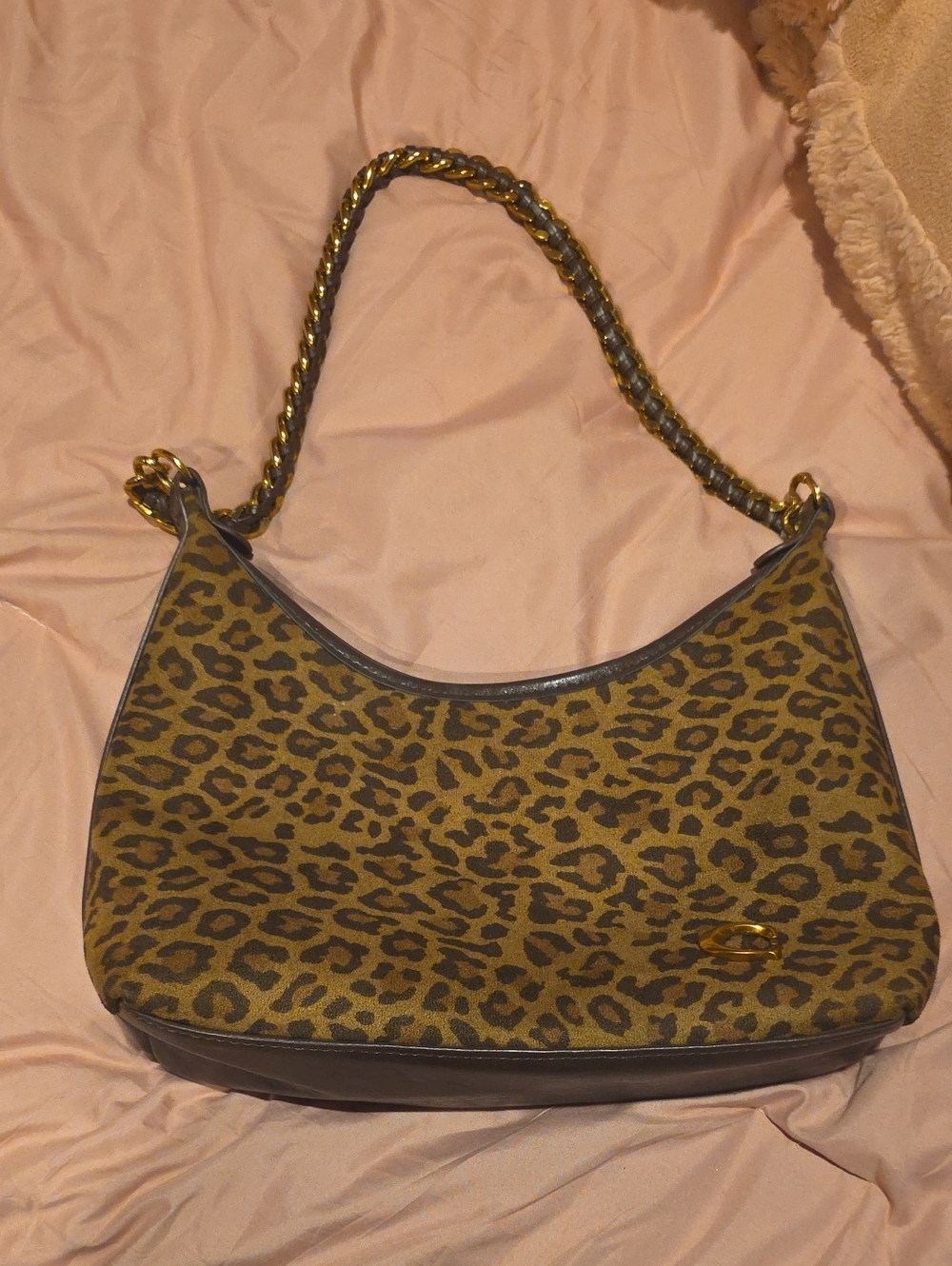 Leopard Print Shoulder Bag in Olive and Black